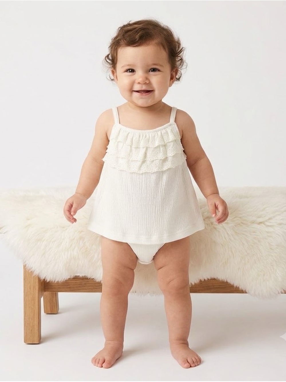 Carter's White Baby Girl Ruffle Tank Dress
